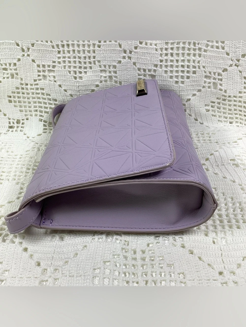 Hank & Henry Lilac Geometric Embossed Crossbody Bag